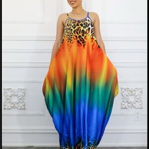 9. $79-$129Leopard Print Rainbow Maxi Dress